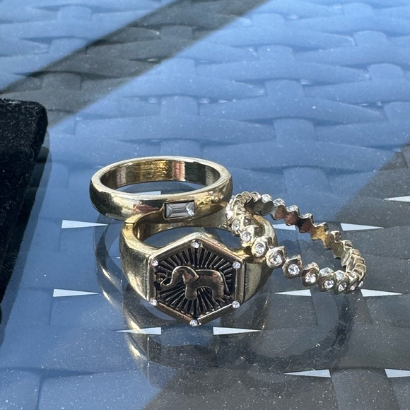 SZ 7 Gold Plated set of 3 Rings Spiritual - Picture 8 of 10